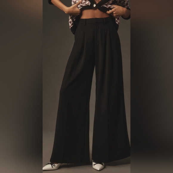 Anthropologie Maeve The Avery Black Wide Leg Pants Size 2 New With Tags Pleated - Picture 2 of 14